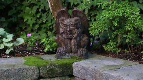 Dolly-shot-push-in-on-Carmel-Garden-Gargoyle