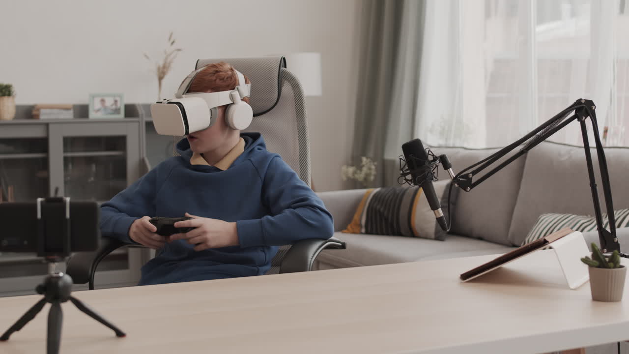 Boy Gaming with VR Headset