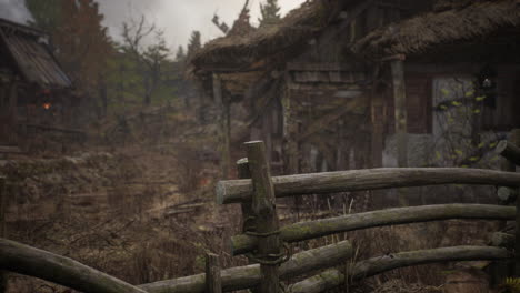 old abandoned rural wooden house in russian village in summer