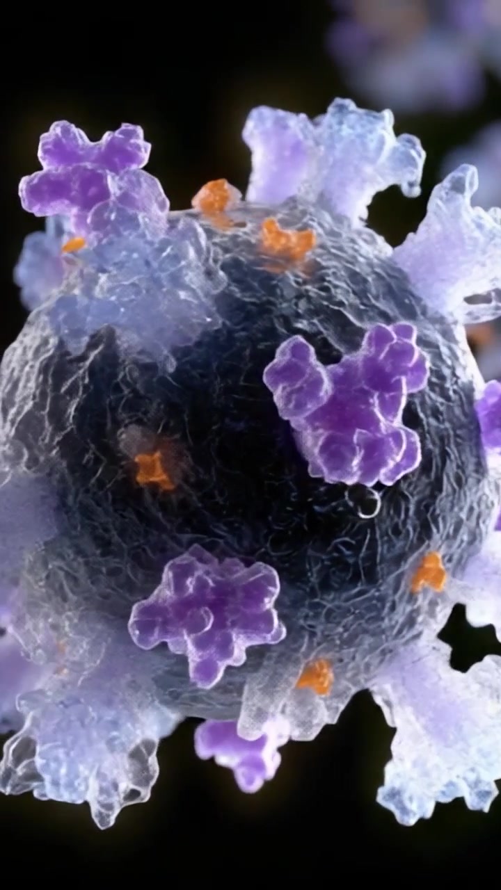 Detaljeret visualisering af en kompleks cellestruktur med indviklede molekylære interaktioner, der fremhæver skønheden i biologiske processer.
