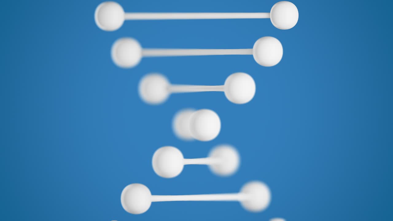 회전하는 dna 모델의 3d 애니메이션