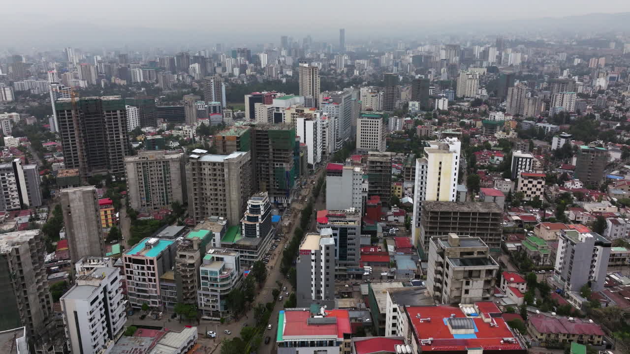 Bole District In Addis Ababa Of Ethiopia - Aerial Drone Shot