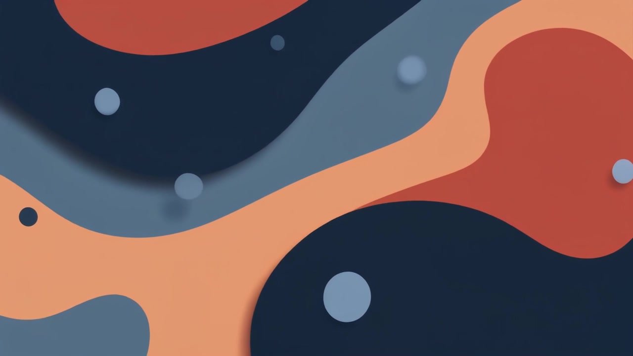 Abstract Motion Background with Fluid Organic Shapes and Floating Circles
