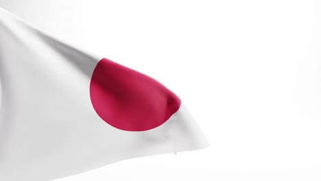 japanese flag waving in the breeze against pure white background