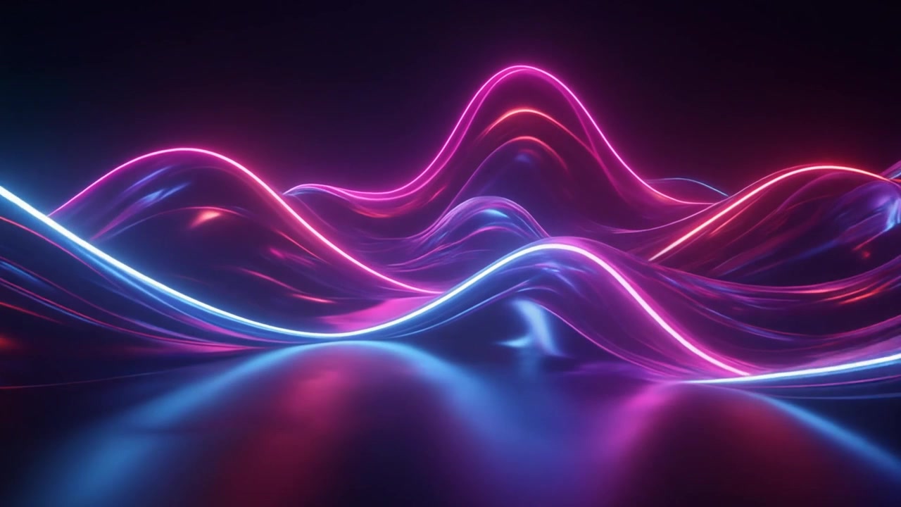 Abstract Neon Waves Flowing in Dark Space