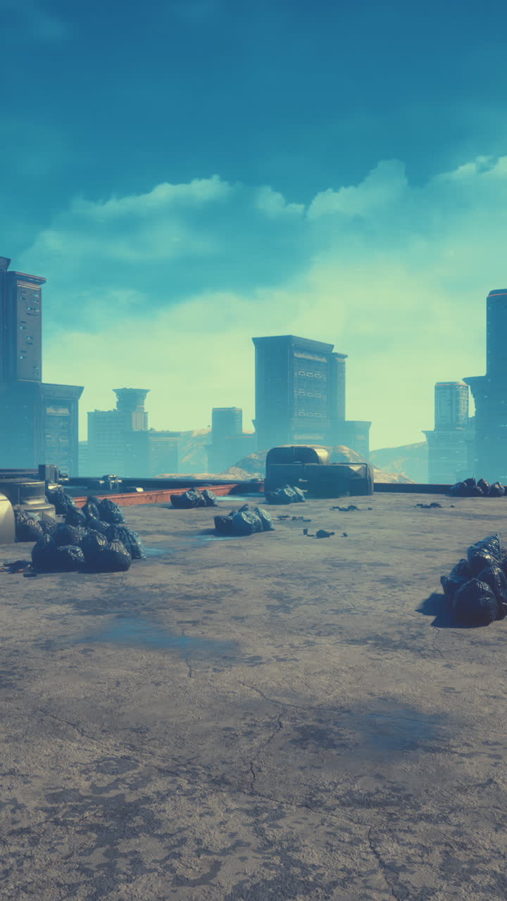 Futuristic Cityscape with Abandoned Buildings