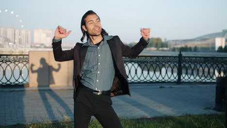 man dancing in the city park