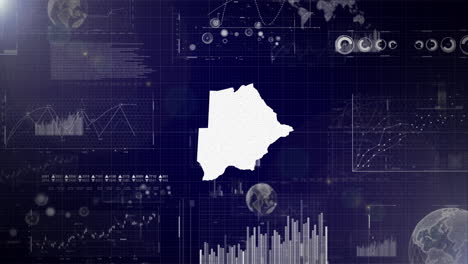 Antecedentes-Corporativos-Del-País-De-Botswana-Con-Elementos-Abstractos-De-Gráficos-De-Análisis-De-Datos-Que-Muestran-Videos-Tecnológicos-De-Análisis-De-Datos-Con-Globo-Terráqueo,-Crecimiento,-Gráficos-Y-Datos-Estadísticos-Del-País-De-Botswana