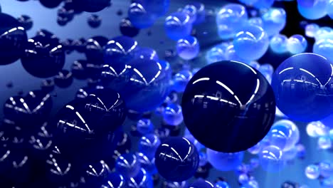 3d rendering blue balls flowing background