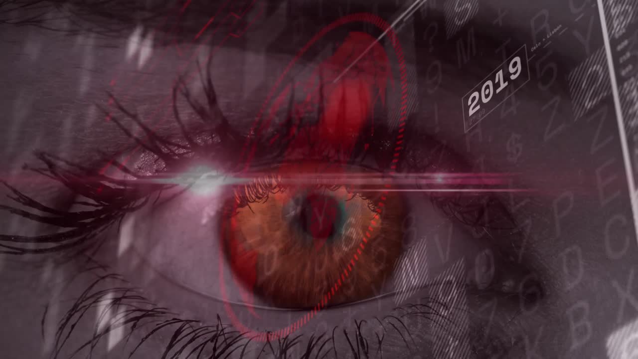 백인 여성 의 눈 위 에 있는 지구 의 애니메이션