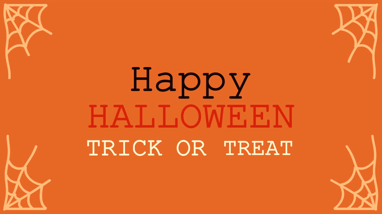 행복한 할로윈 글자 애니메이션과 거미줄