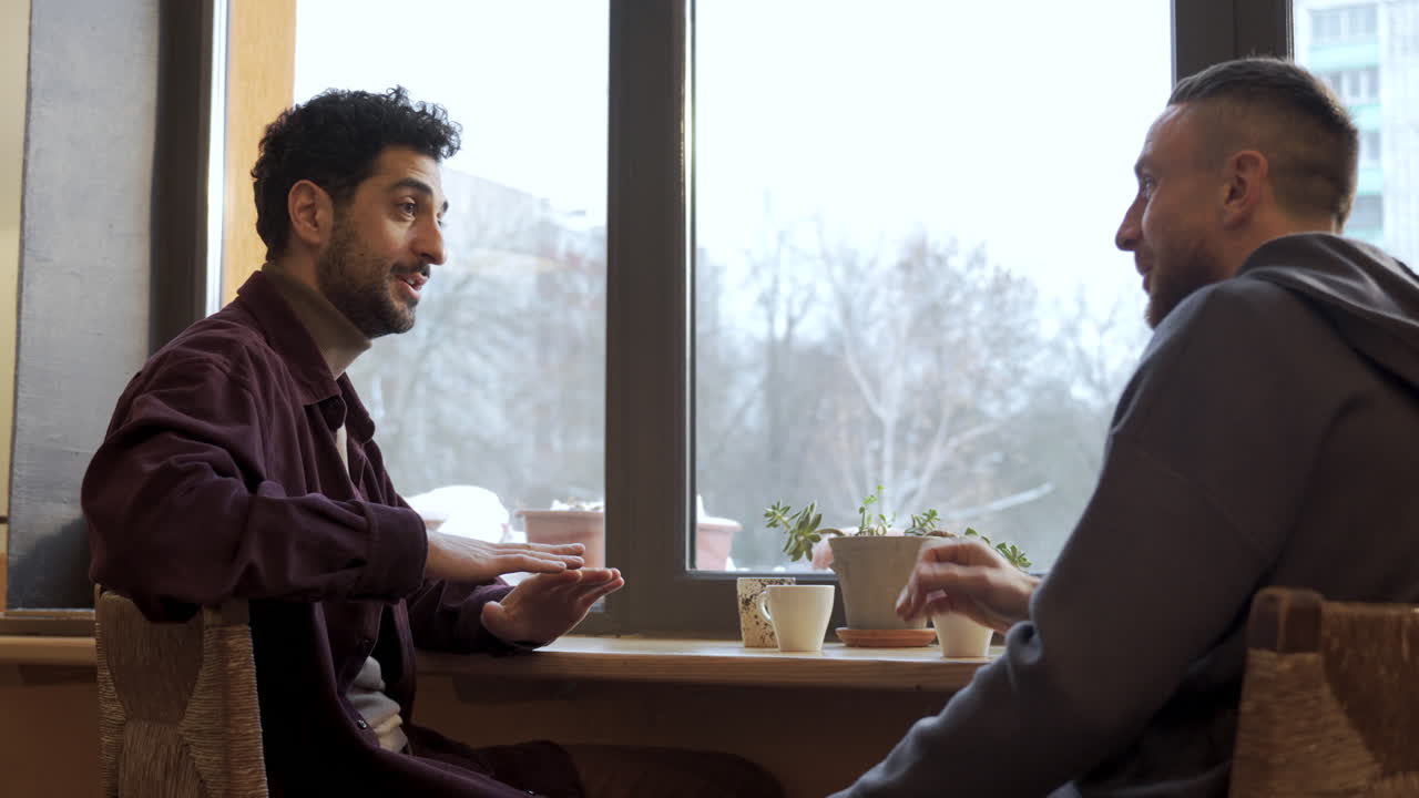 Male friends at the cafeteria
