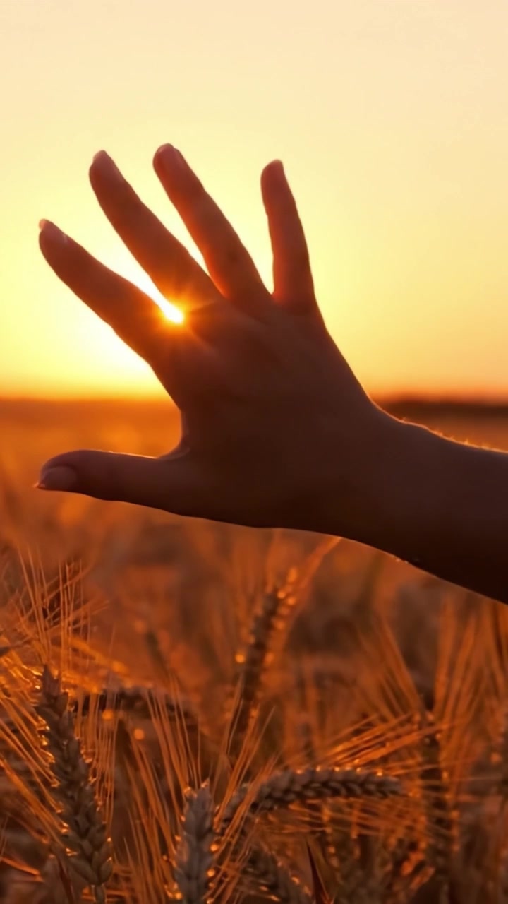 Ein friedlicher Sonnenuntergang über goldenen Weizenfeldern: Fesselnde Momente der Naturschönheit und menschlicher Verbundenheit in einer ruhigen Umgebung