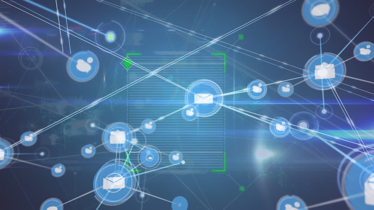 디지털 아이콘 네트워크의 애니메이션 및 데이터 처리에 대한 사각형 스캐너 스캐닝