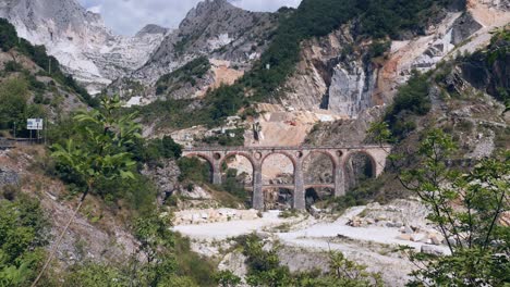 bridge of vara in carrara, site of the old private marble railway - tuscany, italy