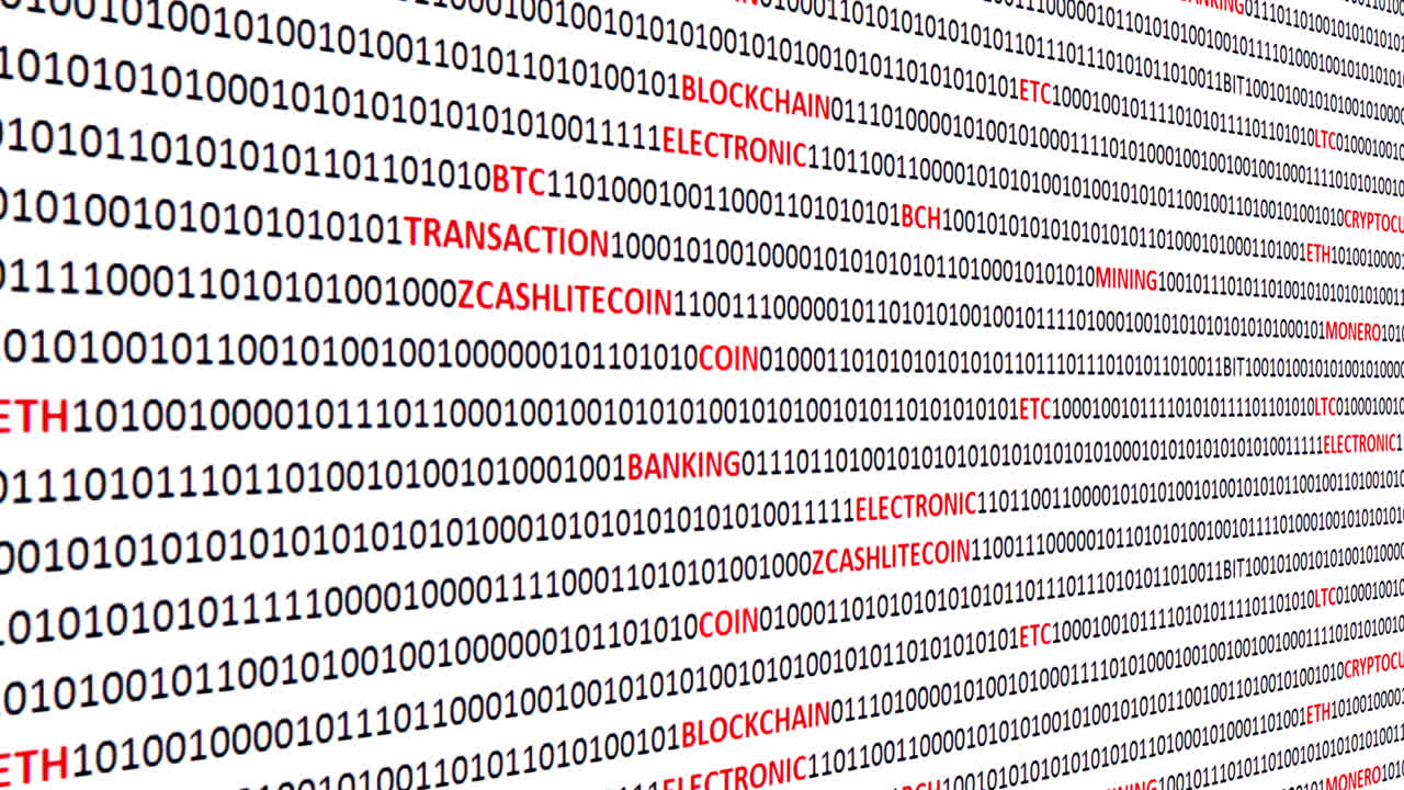 Cryptocurrency on a digital background. Background from a program code and cryptocurrencies