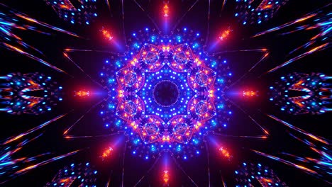 colorful circular design with many lights on it's sides. kaleidoscope vj loop