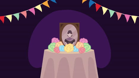 día del altar de los muertos con retrato