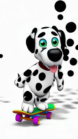 cartoon dalmatian skateboarding