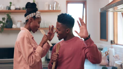 Kitchen,-music-and-black-couple-dance