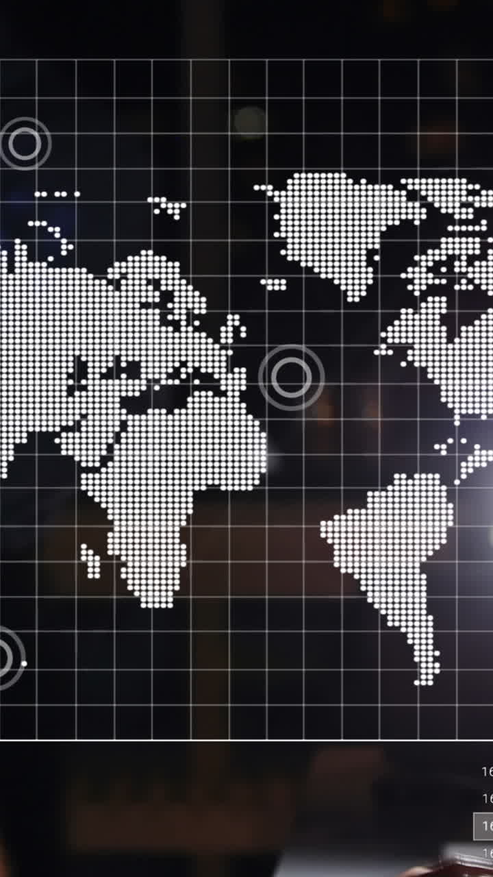 animación del mapa del mundo sobre las mujeres de negocios caucásicas