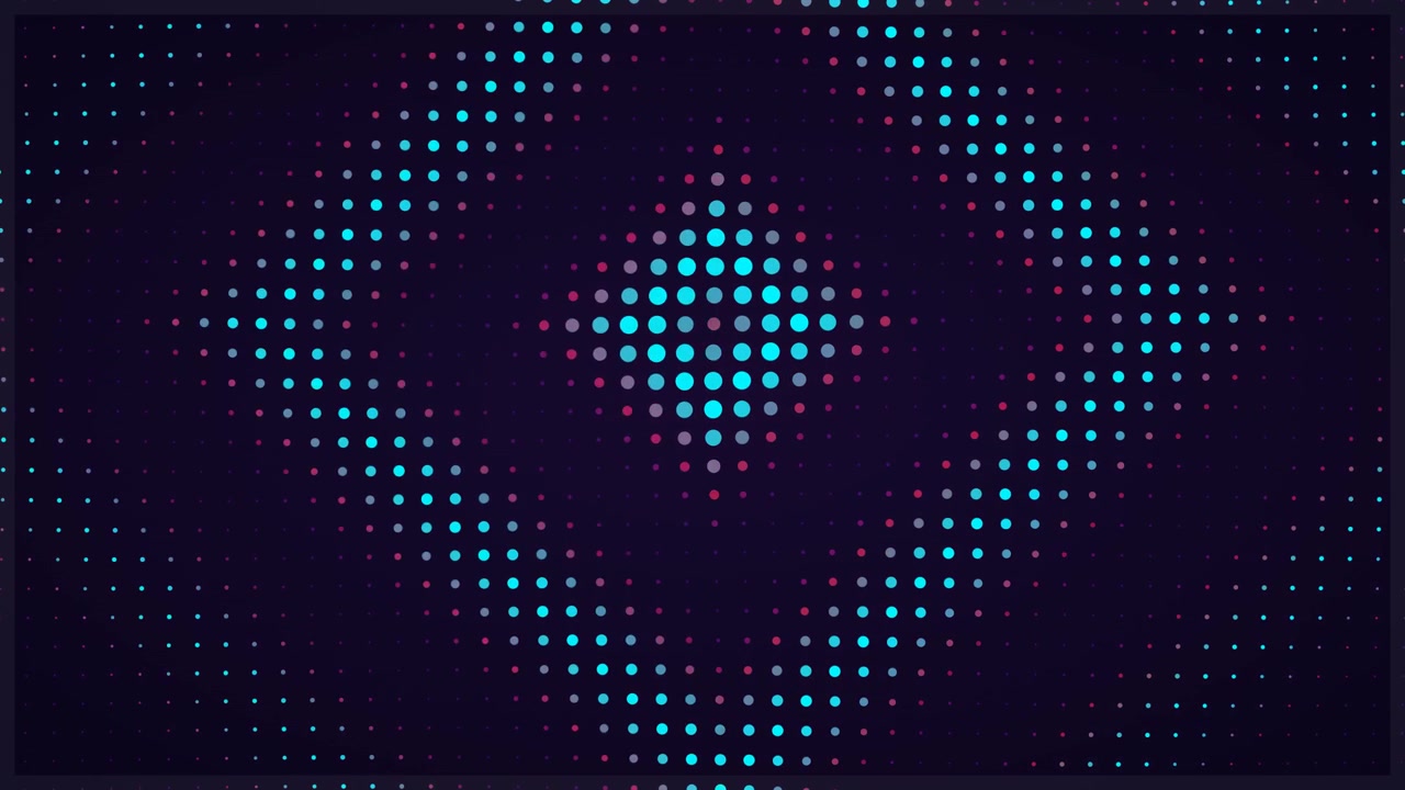 Sfondo in movimento astratto con motivo a punti neon pulsanti