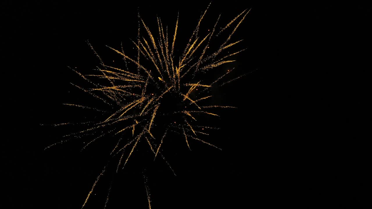 Exploding Fireworks On Dark Evening Sky