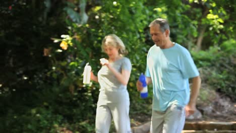 Elderly-couple-drinking-after-exercice