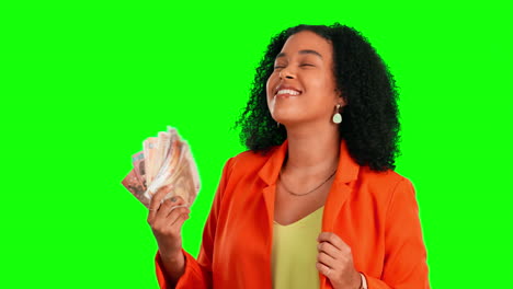 Green-screen-happiness,-money-fan