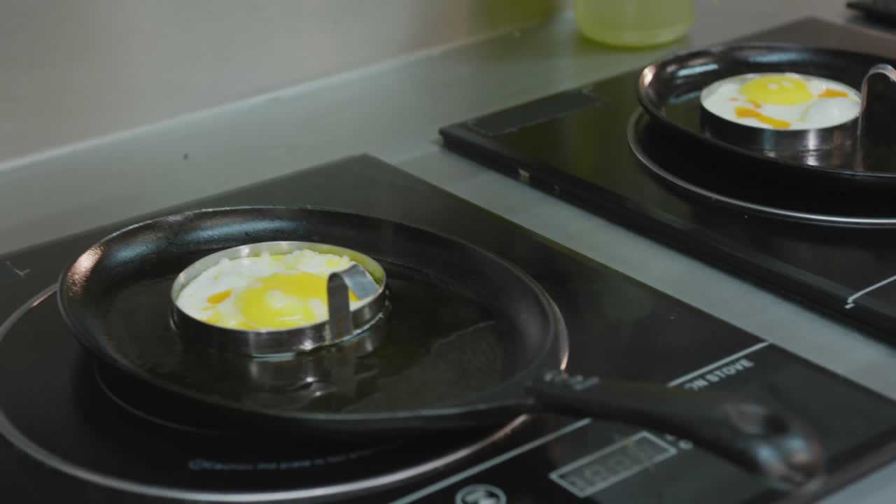 Eggs baking on pans