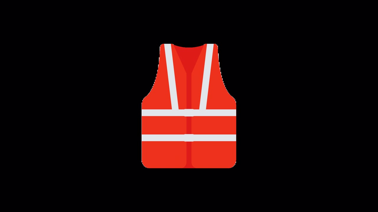 Icono animado de chaleco salvavidas rojo apareciendo y desapareciendo