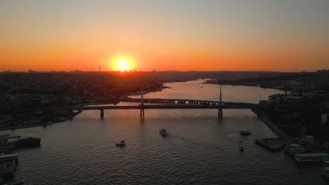 4k cinematic drone footage at golden hour haliç altin boynu bridge in istanbul - turkey_06