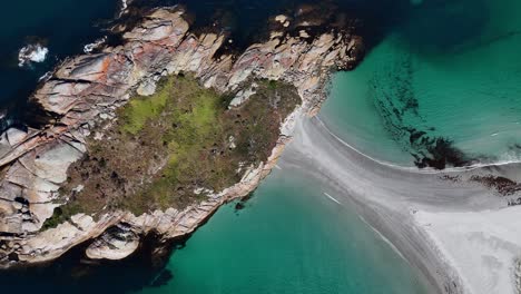 4k60 epic drone view of diamond island in tasmania, beautiful beach shot