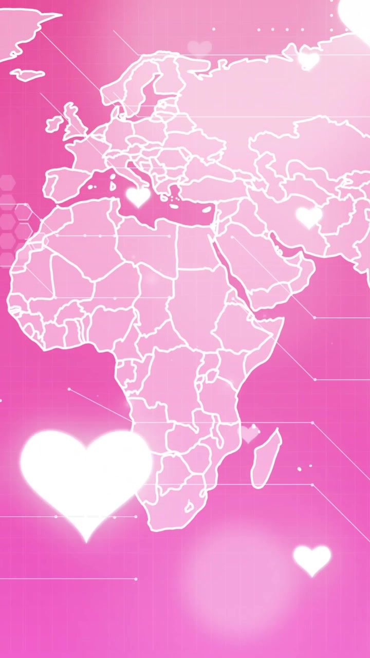 Animazione di mappa del mondo su sfondo rosa
