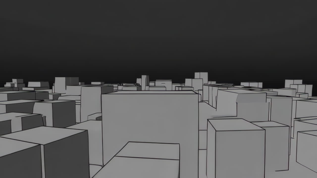 Abstract Grayscale Cityscape of Geometric Blocks