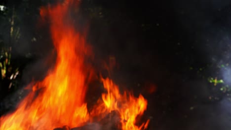 fuego ardiente en fondo negro
