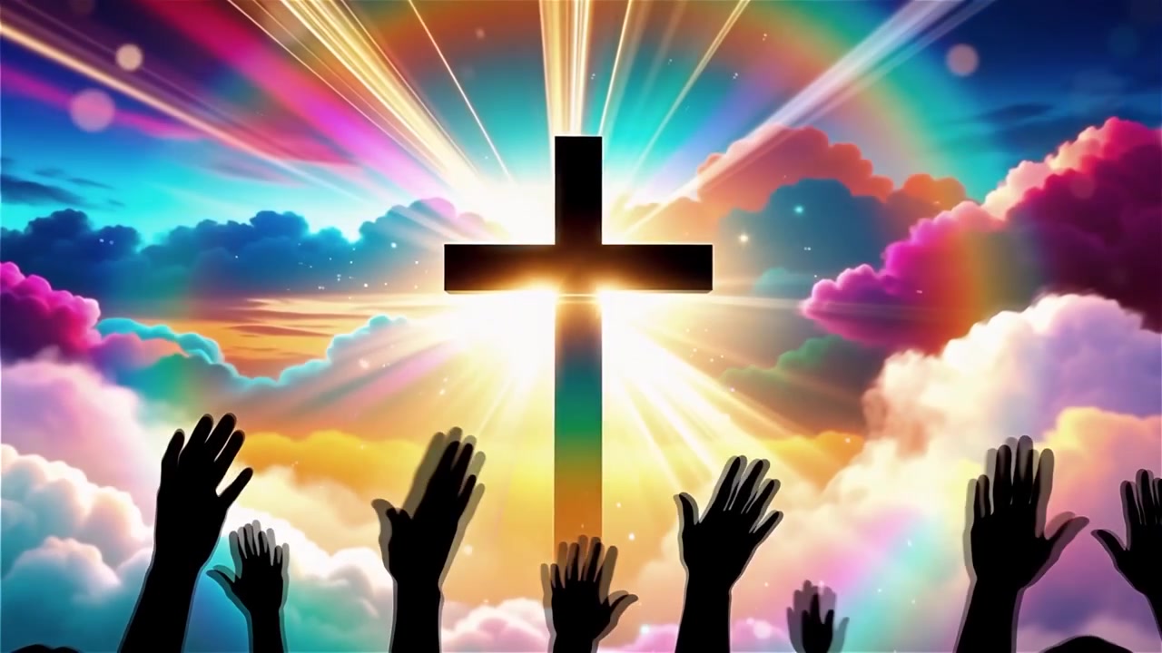 Christian Cross Heavenly Light Worship Background