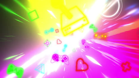 animación de iconos de videojuegos y procesamiento de datos a través de senderos de luz