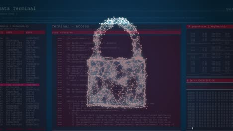 animación del procesamiento de datos a través de un candado