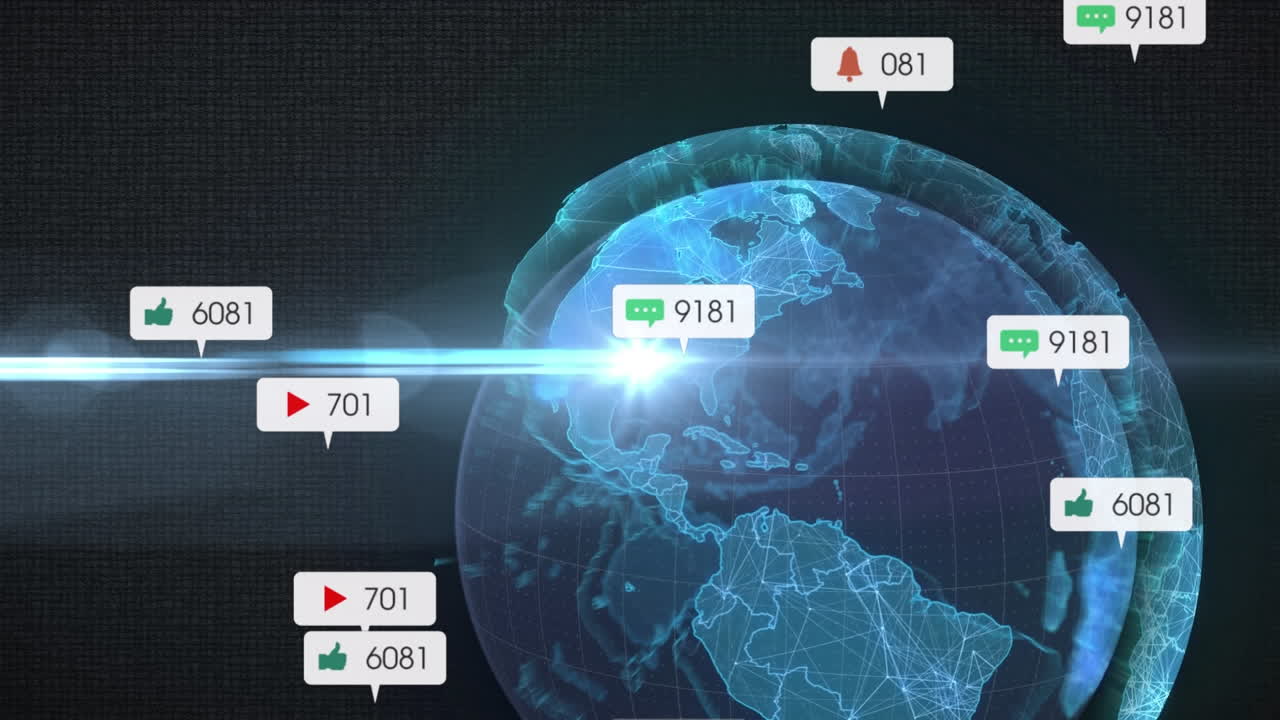 전 세계 미디어 아이콘과 라이트 스의 애니메이션