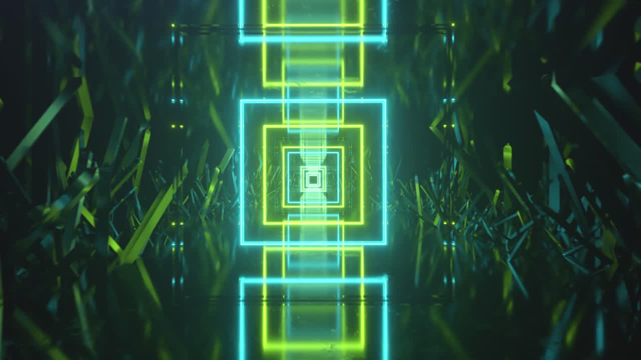 visuales del túnel cuadrado de neón