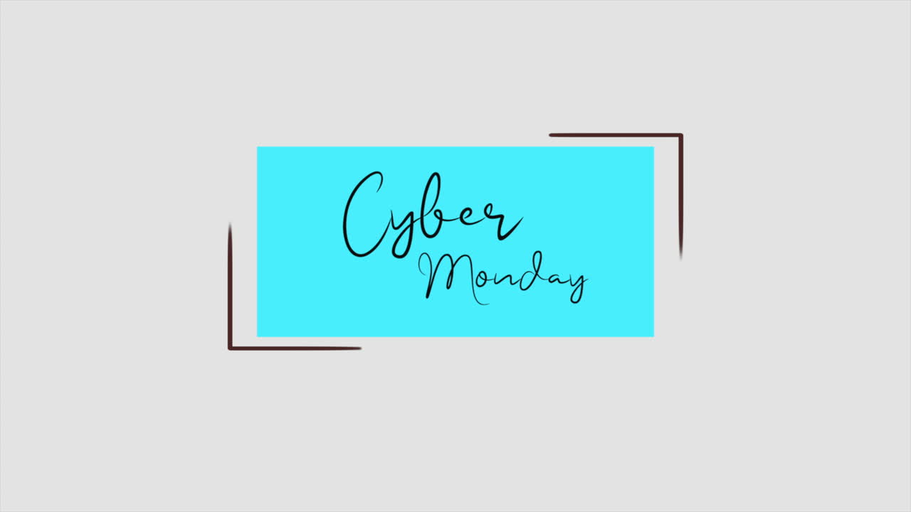 texto de introducción de animación lunes cibernético sobre moda blanca y fondo minimalista con forma azul geométrica