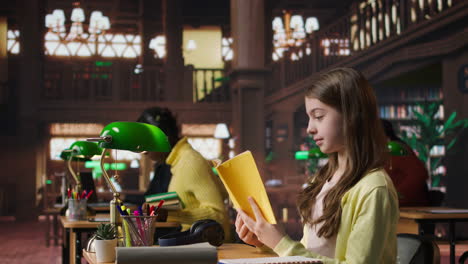 girl reading in a library