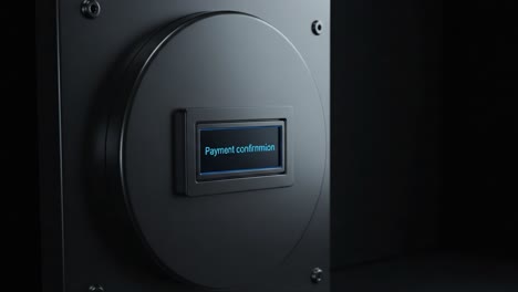 digital payment confirmation display in a secure environment, showcasing transition from confirmation to error state on a sleek device screen