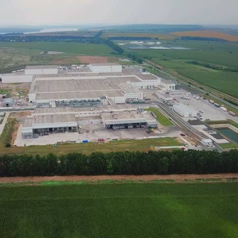 production industry. aerial view of modern industrial factory