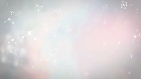 animación de moléculas blancas flotando en un fondo brillante