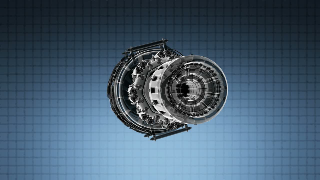 la turbina del motor a reacción de giro en bucle