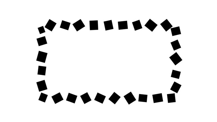 Cornice di blocchi quadrati su sfondo bianco, animazione stop motion
