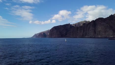 lonely sail boat on blue ocean seascape in los gigantes is a resort town in the santiago del teide tenerife canary island