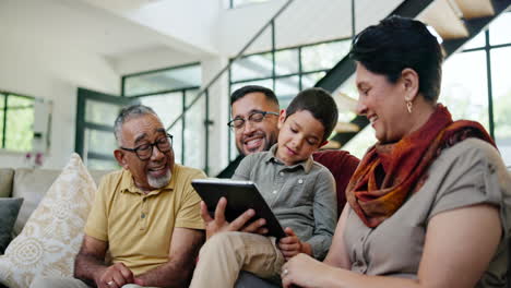 family enjoying time together with tablet